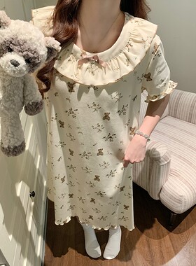 甜美风女款短袖睡裙夏季新款