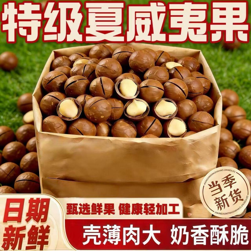 新货特级夏威夷果坚果奶油味特大果薄皮零食果手剥夏威夷果袋装