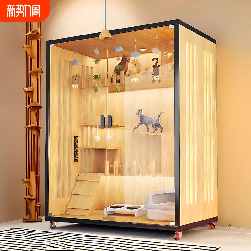 猫别墅豪华全景猫窝猫笼木质猫屋猫柜超大自由空间不占地猫舍耐抓