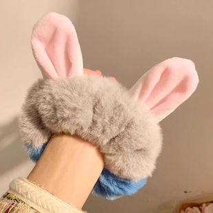 毛绒狐狸耳朵发绳疯狂动物城狐尼克发圈卡通可爱发饰新款 兔子头绳