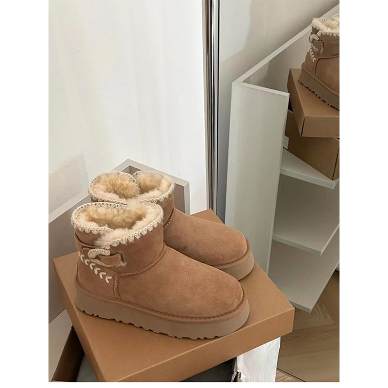 皮毛一体厚底加绒加厚保暖雪地靴女2025新款冬防滑东北桑坡大棉鞋