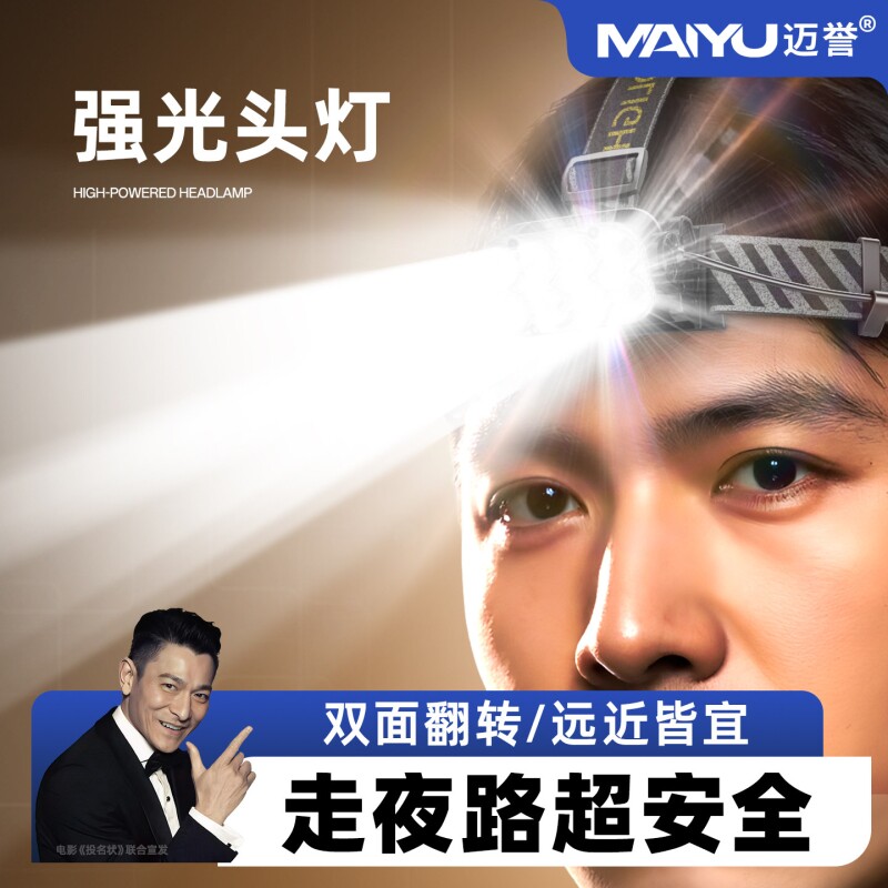 头灯2026新款强光超亮大功率户外钓鱼长续航头戴式便携应急照明灯