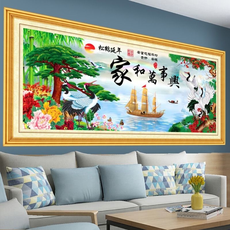 客厅自粘贴画山水画墙贴风景画沙发背景墙装饰画挂画壁画贴纸油画图片