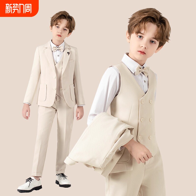 儿童西装礼服秋季新款英伦绅士纯色小西服男童钢琴主持合唱演出服