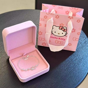 生日礼物Kitty猫手链女年轻款小众轻奢日韩学生银手环送女友