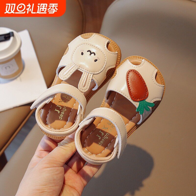 女童包头凉鞋2025夏季新款儿童镂空公主鞋女宝宝软底小兔学步鞋潮