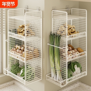 日本MUGG厨房葱姜蒜置物架家用分成开放式蔬菜放置架壁挂储物神器