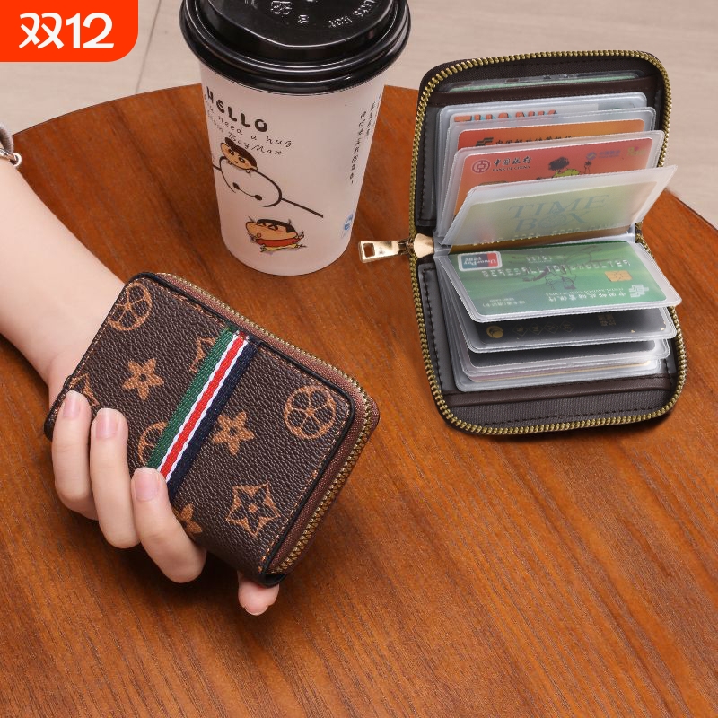 真软皮老花卡包欧美男女时尚便携证件收纳包银行卡驾驶证一体卡套