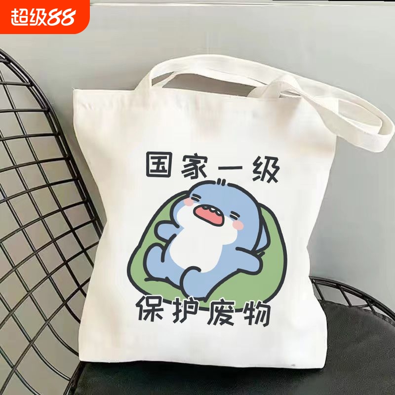 ins风卡通爆款手提帆布袋大号学生帆布包布袋子新款单肩包学生装