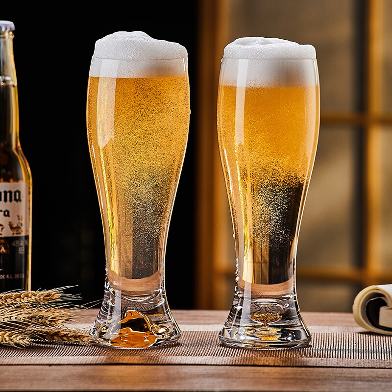 高级感金箔精酿啤酒杯水晶玻璃大号扎啤杯创意家用聚会大容量酒杯