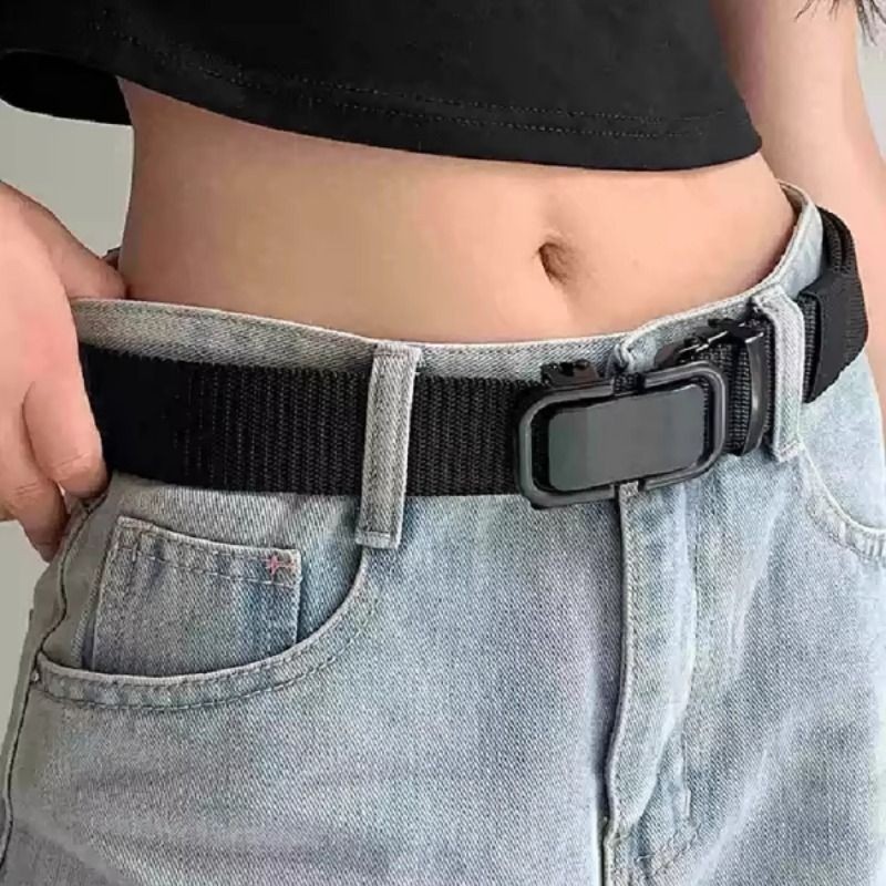 2025新款尼龙帆布自动扣男女式皮带牛仔阔腿裤休闲百搭学生腰带