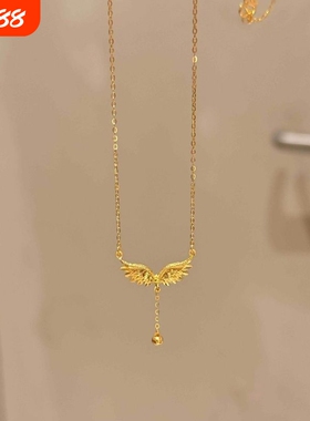 「鎏金飞羽」天使之翼金色翅膀项链女Y字流苏锁骨链轻奢
