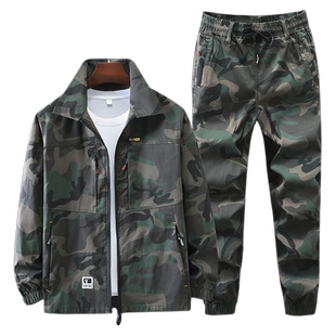 弹力迷彩服套装男夏薄款工作服男装劳保服2025新款纯棉耐磨工装