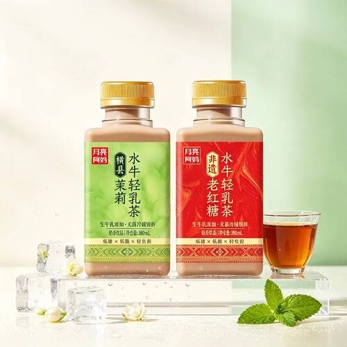 月亮阿妈水牛轻乳茶茉莉老红糖低糖奶茶便携瓶装茶饮保质期健康