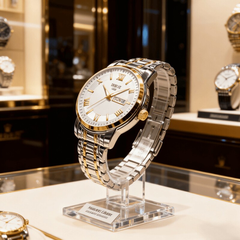 手表男款机械风全自动防水高级感全自动男表数字双日历防水腕表男