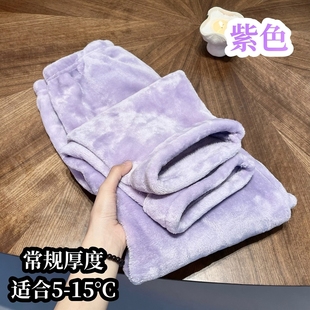 情侣睡裤秋冬季加大加绒加厚珊瑚长裤冬季法兰绒居家宽松保暖暖裤