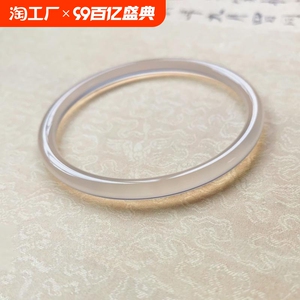 天然冰清白玛瑙叮当手镯白月光手镯小红书款镯子清新百搭时尚仙女
