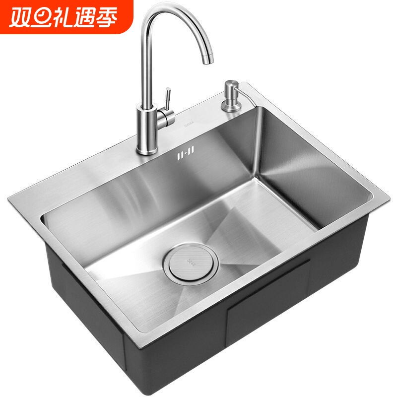 水槽单槽洗菜盆手工加厚201不锈钢水池洗碗池水池加厚水盆双槽