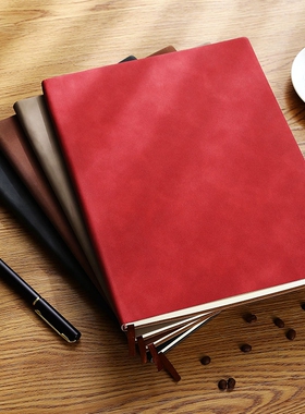 A4大笔记本子厚本子简约超厚加厚大号本子高中生大学生专用日记方格格子本网格本考研记事本软皮皮面