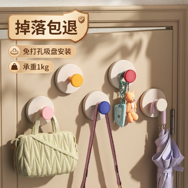 多巴胺吸盘挂钩玄关粘钩承重力强粘胶免打孔入户门口放钥匙神器