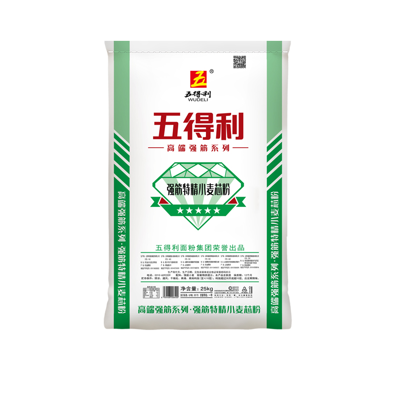 五得利面粉强筋特精25kg小麦芯粉中筋50斤面粉饺子皮手擀通用白面
