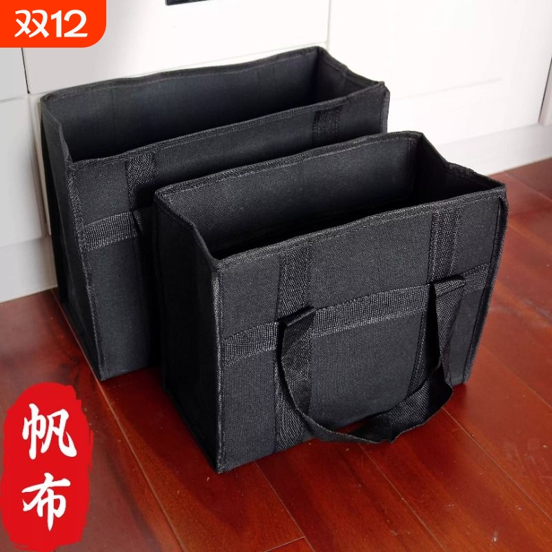 特厚手提收纳包帆布工具包黑色耐磨手提包大容量电工包装书包超大