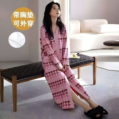 开衫睡裙女秋冬可外穿睡衣