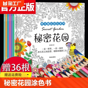 秘密花园涂色书 正版 全6册 送36根彩铅 手绘画涂鸦填色本成人减压涂色书大人儿童小学生神秘花园奇幻森林画入门自学零基础教材簿