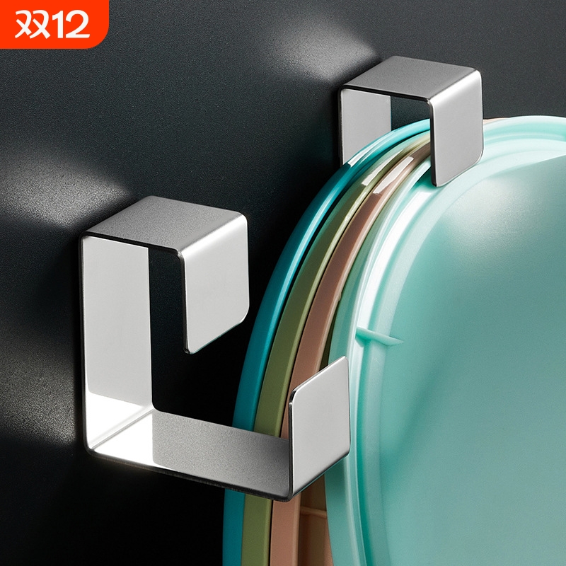 厕所卫生间浴室免打孔置物架放脸盆收纳挂钩不锈钢洗脸盆收纳架子