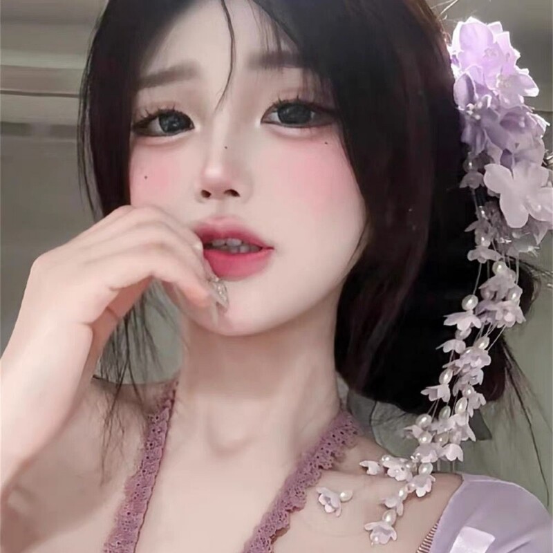紫色花朵流苏发夹侧边夹新娘结婚头饰配饰拍照道具2024新款