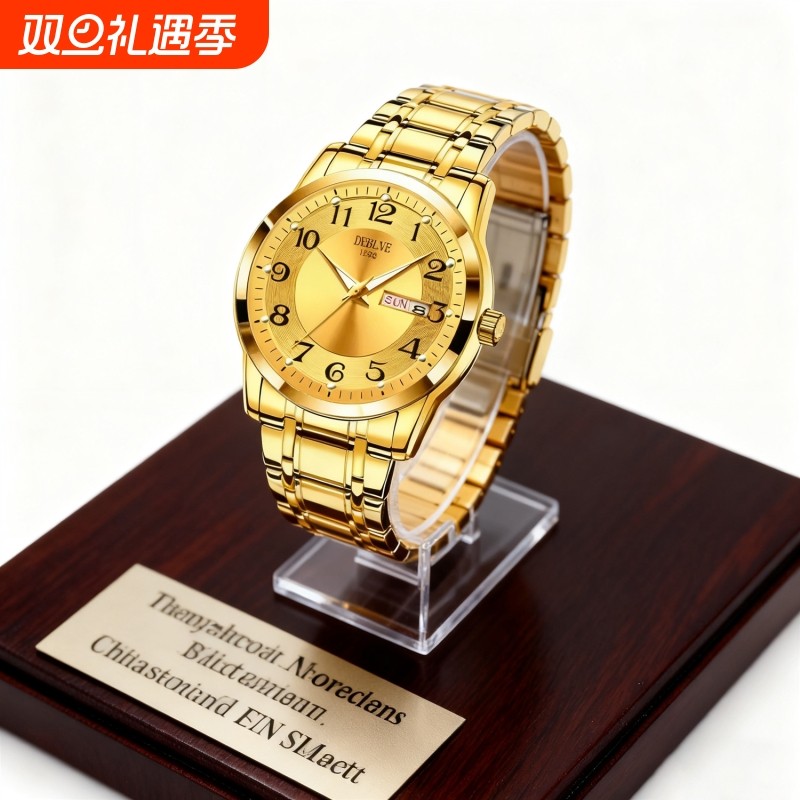 手表男款全自动男表数字双日历防水腕表男机械风全自动防水高级感