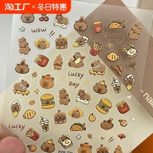 卡皮巴拉贴纸可爱卡通水杯贴笔杆贴相机手机贴美甲贴纸