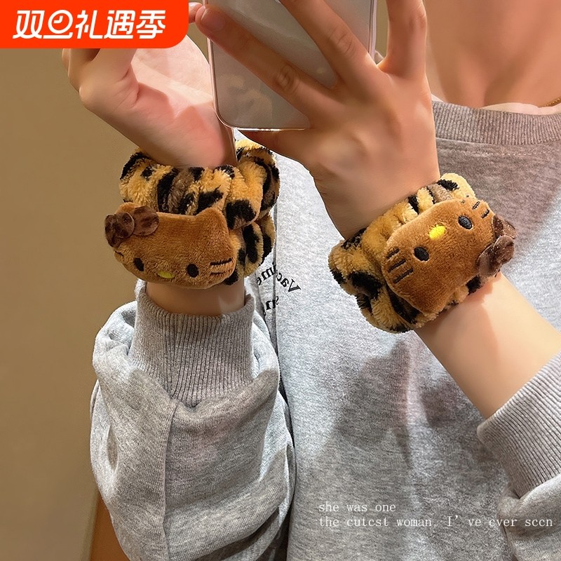 可爱豹纹kt猫洗脸手腕带束发带神器袖口防湿水高弹力发圈头绳发饰