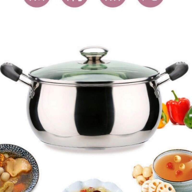 不锈钢汤锅家用加厚大容量煲汤炖锅煮面煮粥奶锅火锅电磁炉通用