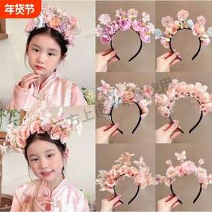 民族风儿童簪花发箍女童泉州花朵花环头饰拍摄女孩中国风汉服发饰
