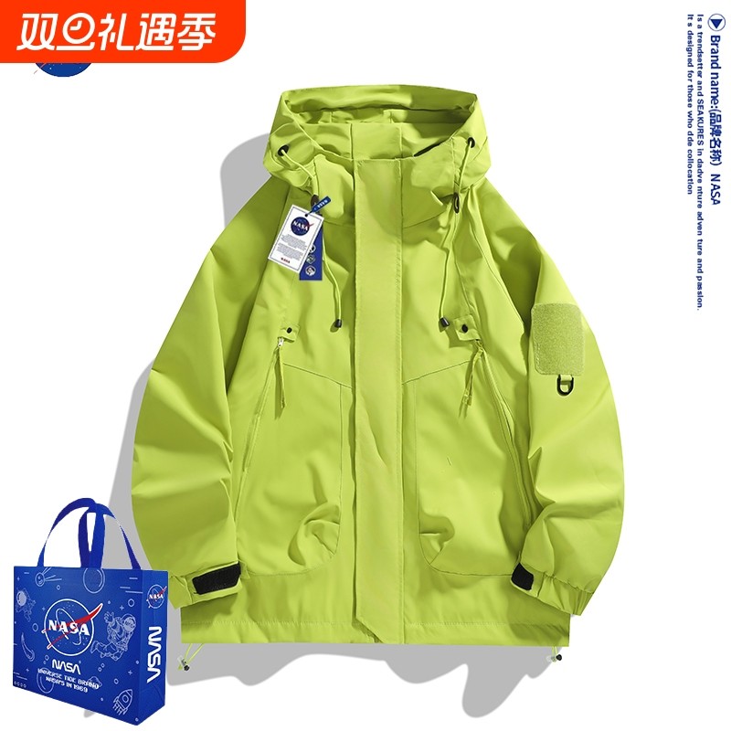 NASA户外冲锋衣男女2025新款春秋季潮牌宽松工装防风防水夹克外套