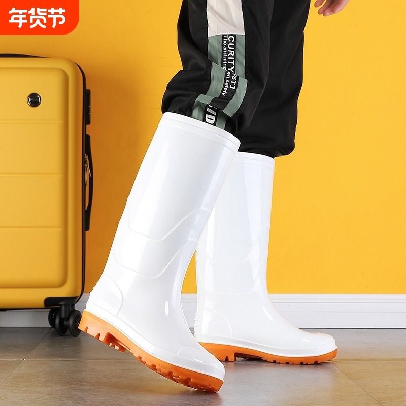 食品加厚雨鞋成人工作中高筒加绒保暖防水防滑耐酸碱加绒保暖雨靴