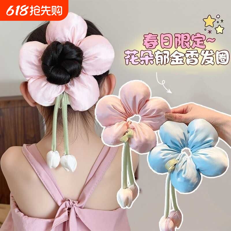 2025新款儿童发饰高马尾皮筋女童立体大肠发圈小女孩加宽耐用发绳