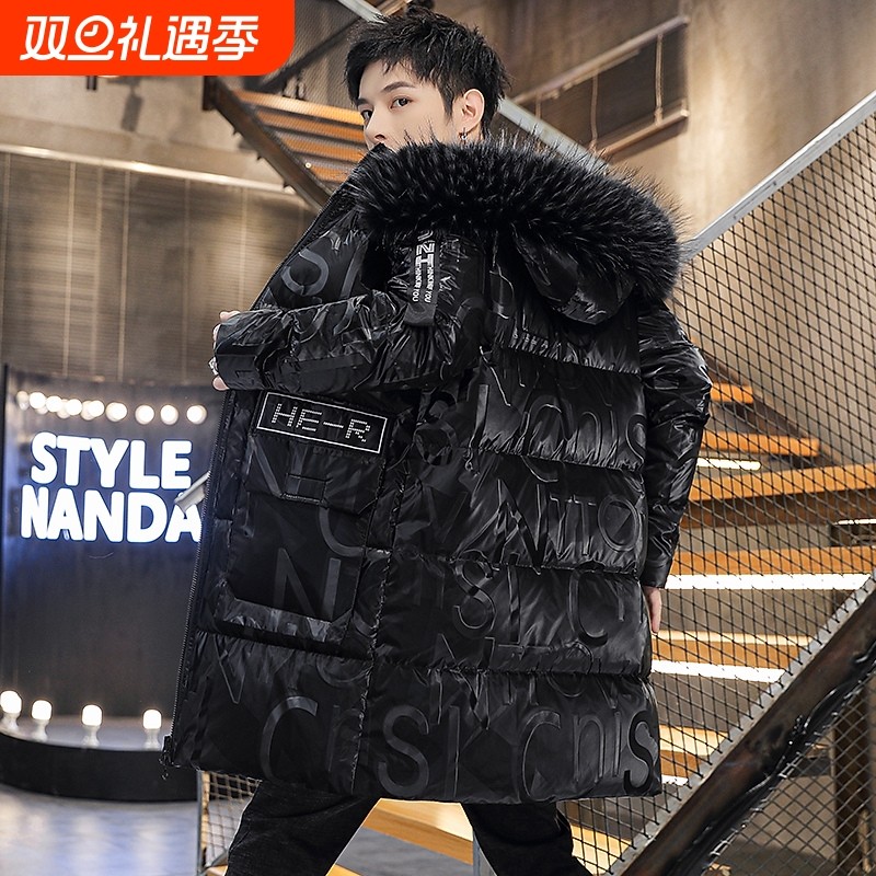 户外冬季外套男潮2025年新款中长款棉衣加厚棉袄学生潮牌亮面羽绒
