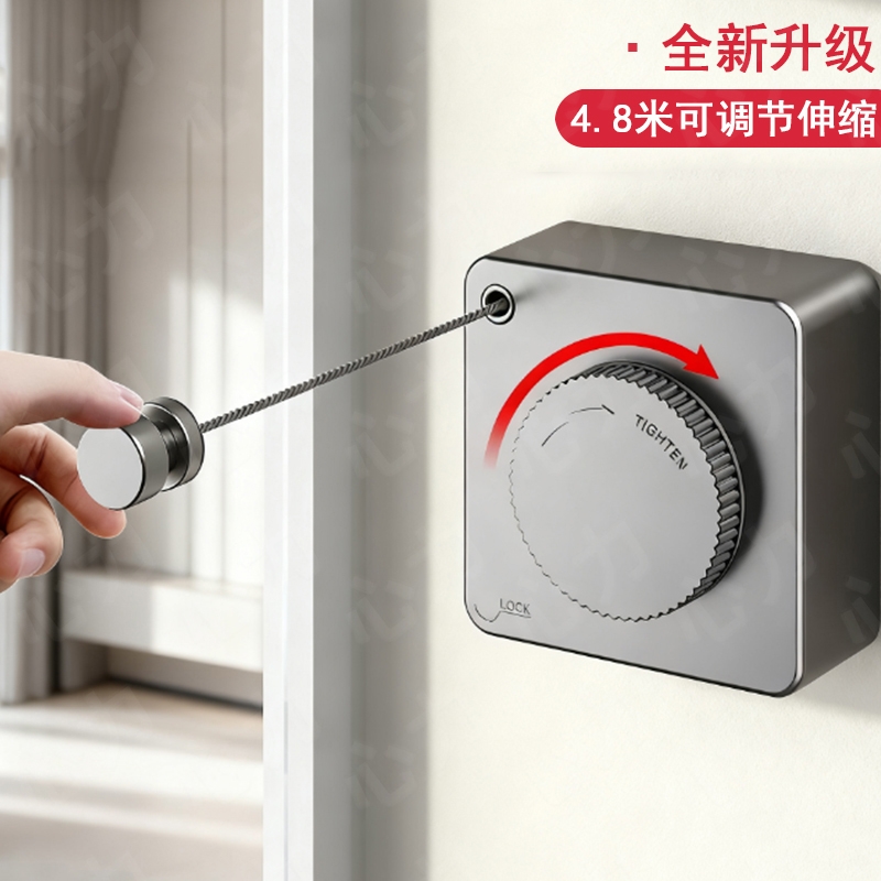 隐形固定晾衣绳室内免打孔卫生间晾衣服神器阳台钢丝绳晾衣架伸缩