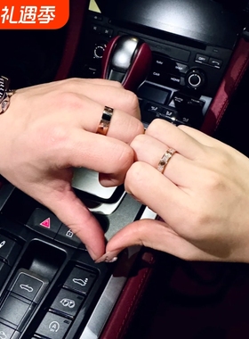 钉子戒指男女18K玫瑰金高版本love满天星情侣对戒指环黄金宽版