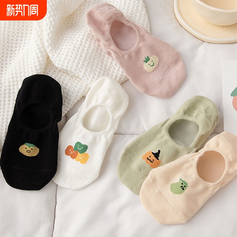 船袜袜子女夏季薄款浅口隐形防滑不掉跟纯棉防臭短袜女款夏天可爱