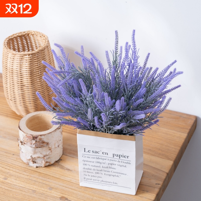 5叉25目薰衣草仿真花家居装饰婚庆手捧花玫瑰花墙假花CL16106