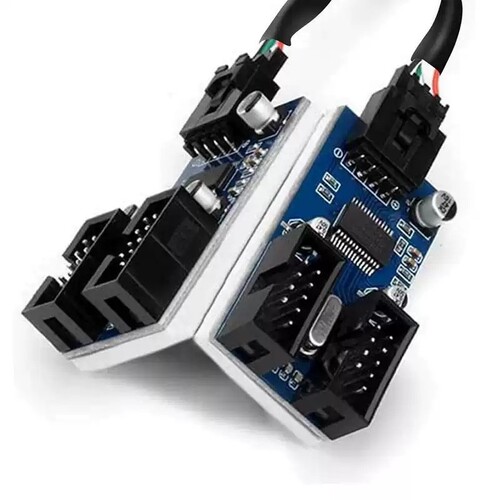 主板USB2.0 9PIN转双9PIN接口9针转双9针一分二扩展HUB集线器