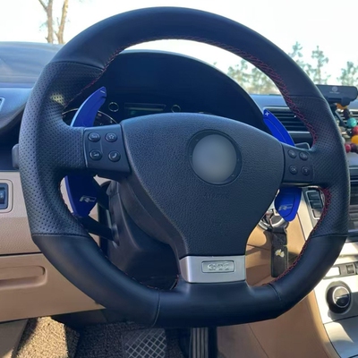 适用大众GTI真皮手缝方向盘套牛皮把套专用steering wheel cover