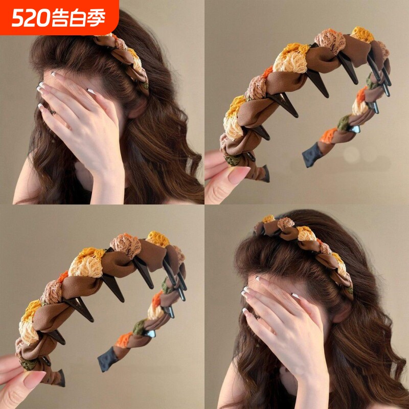 美布艺齿梳发箍女2026新款日常外戴头箍高颅发卡头饰短发防滑卷发