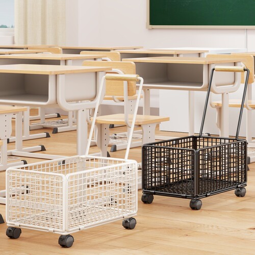 书本收纳箱学生教室用书筐带轮