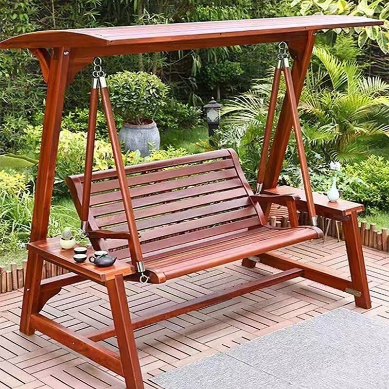 b厂家直销新款午睡可躺可坐单人秋千户外摇椅秋千户外实木室内秋