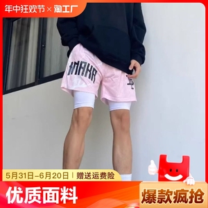 美式复古高街日系休闲宽松港风ins高级感小众设计感情侣篮球短裤