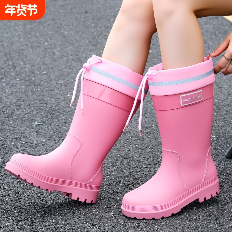 时尚特高筒女士雨靴水靴雨鞋水鞋加绒防滑保暖厨房厚防水中筒胶鞋